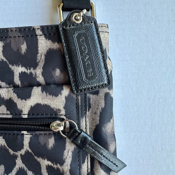 Coach Ocelot Leopard Print Packable File Bag Black Tan Gold Hardware Travel Tote - Picture 5 of 10